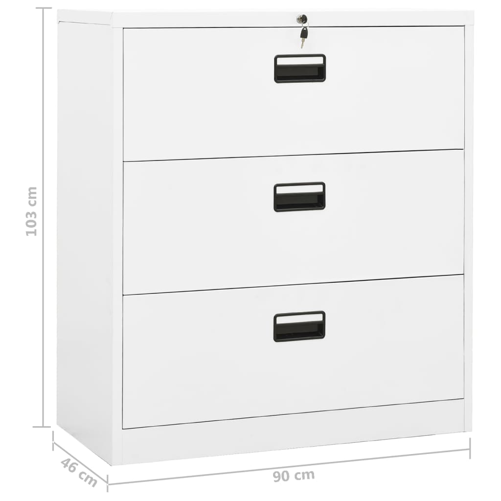 vidaXL Filing Cabinet White 90x46x103 cm Steel