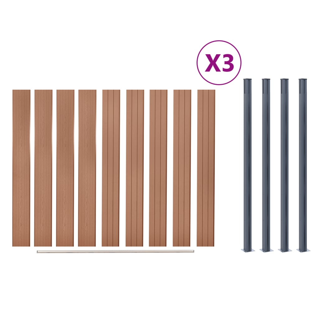 vidaXL Fence Panel Set Brown 526x186 cm WPC