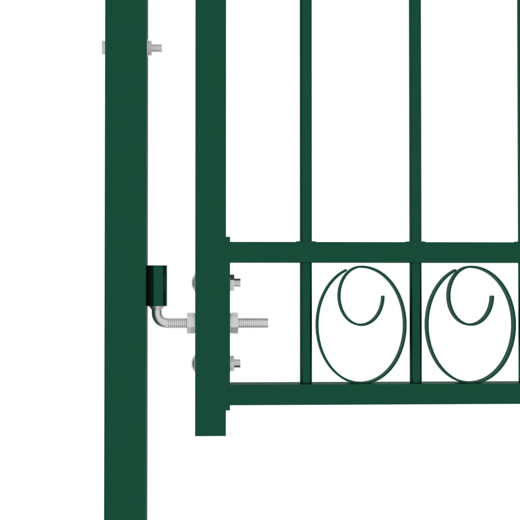vidaXL Fence Gate with Arched Top Steel 100x100 cm Green