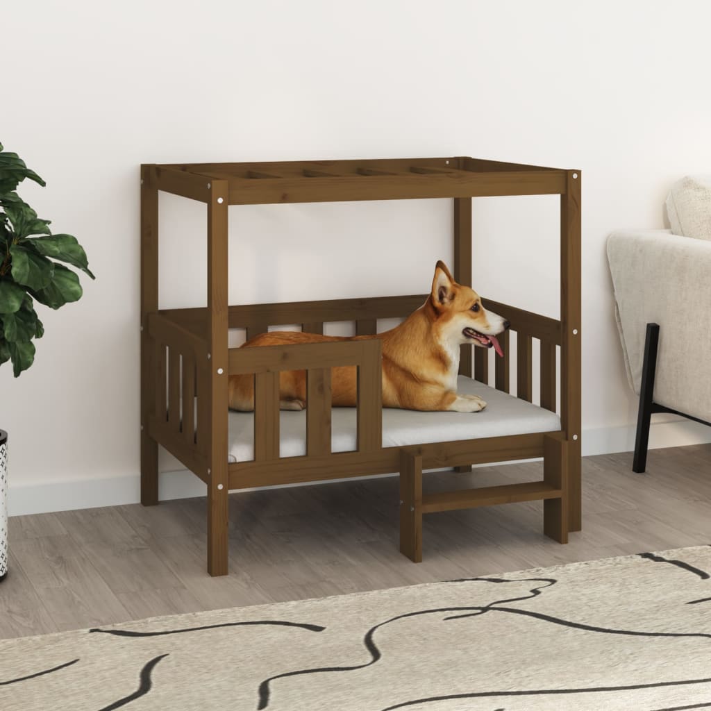 vidaXL Dog Bed Honey Brown 95.5x73.5x90cm Solid Wood Pine