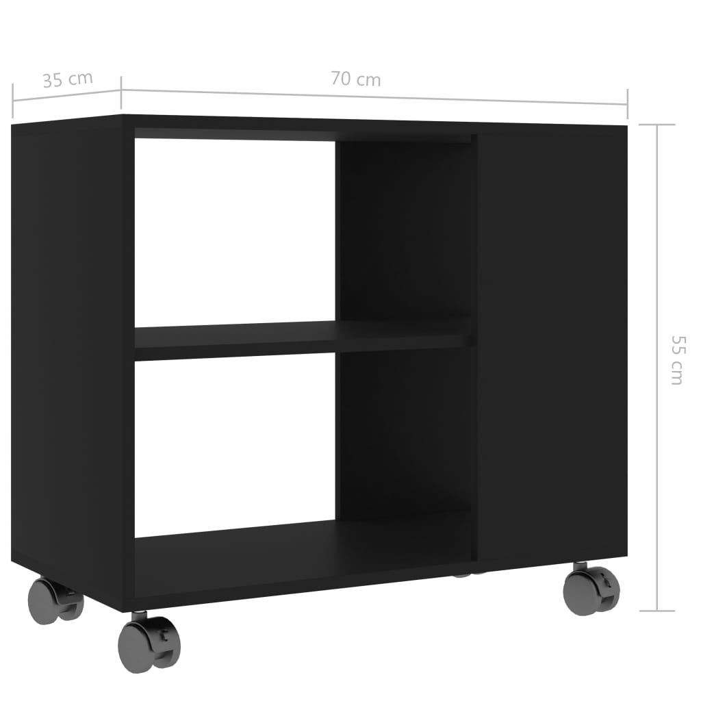 vidaXL Side Table Black 70x35x55 cm Chipboard