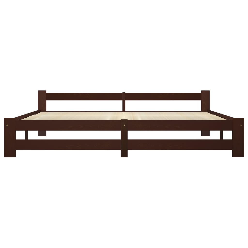 vidaXL Bed Frame Dark Brown Solid Pine Wood 200x200 cm