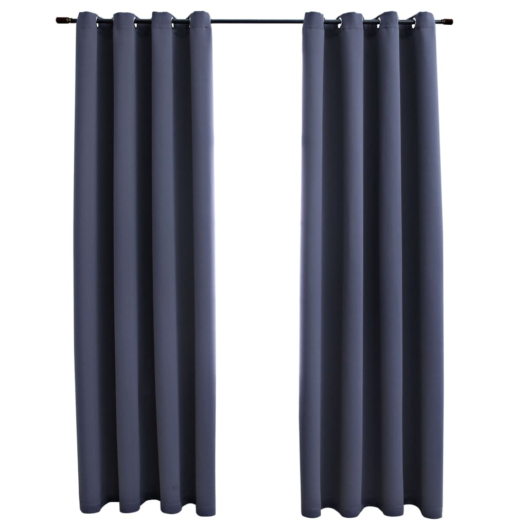 vidaXL Blackout Curtains with Metal Rings 2 pcs Anthracite 140x245 cm
