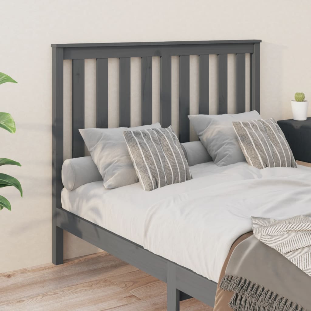 vidaXL Bed Headboard Grey 126x6x101 cm Solid Wood Pine