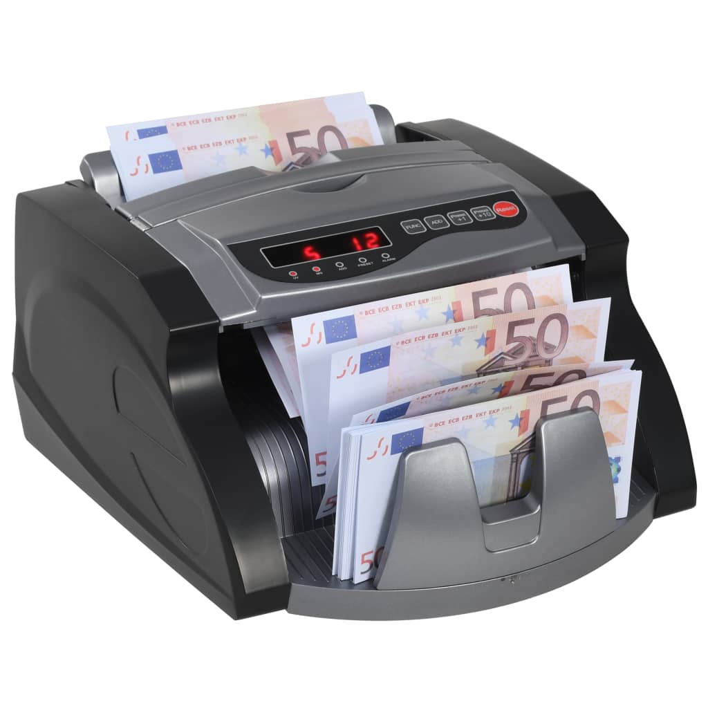 vidaXL Money Counter for Banknote and Bill Black and Grey