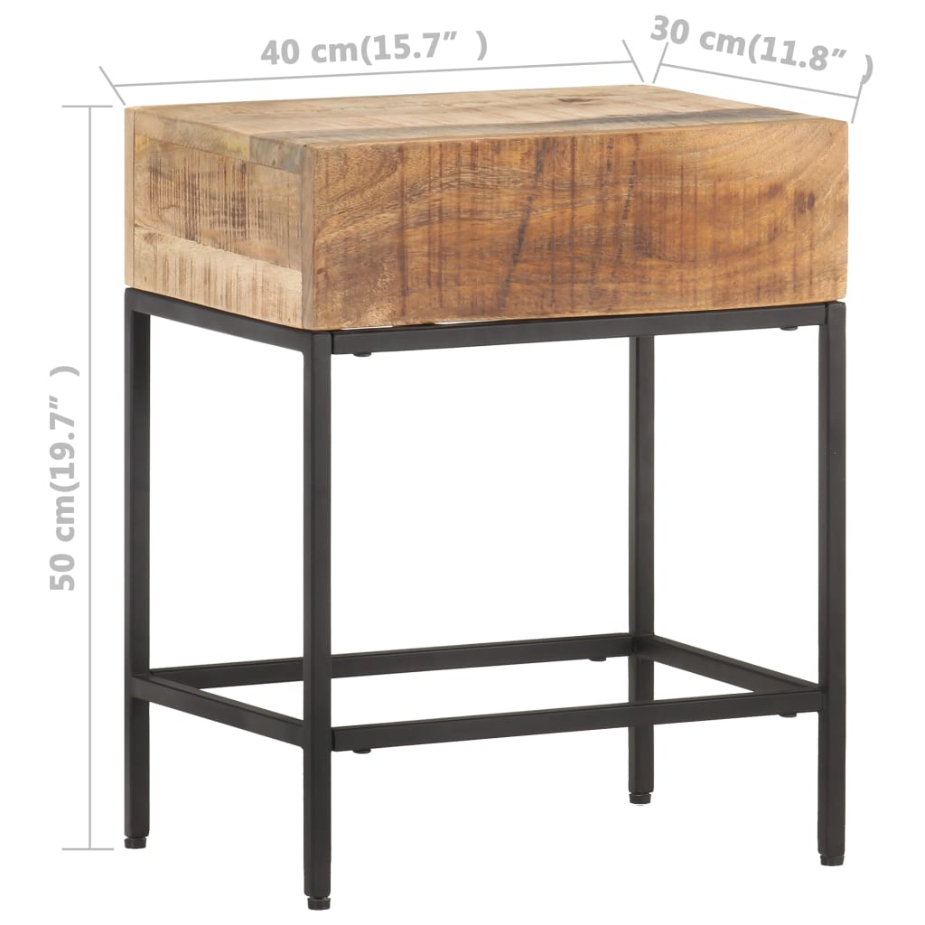vidaXL Side Table 40x30x50 cm Solid Rough Mango Wood