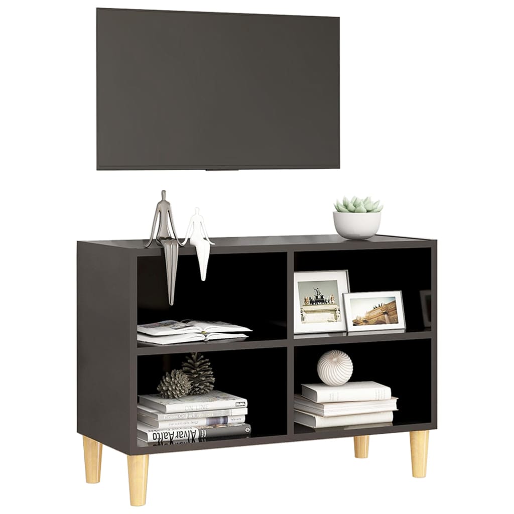 vidaXL TV Cabinet with Solid Wood Legs Grey 69.5x30x50 cm
