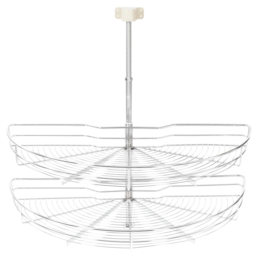 vidaXL 2-Tier Kitchen Wire Basket Silver 180 Degree 85x44x80 cm