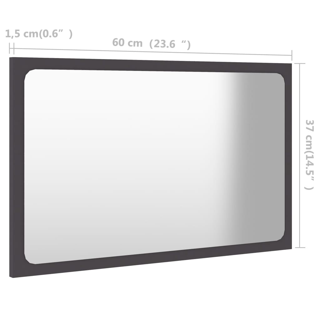 vidaXL Bathroom Mirror Grey 60x1.5x37 cm Engineered Wood