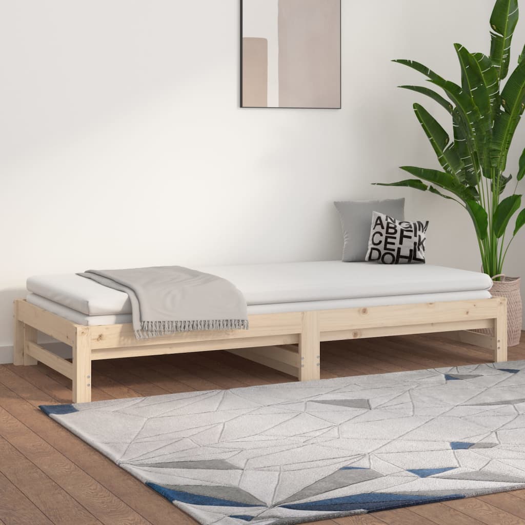 vidaXL Pull-out Day Bed 2x(80x200) cm Solid Wood Pine