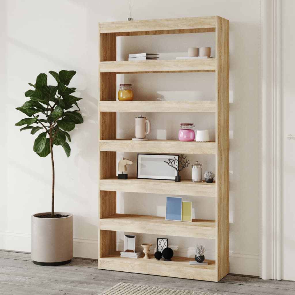 vidaXL Book Cabinet/Room Divider Sonoma Oak 100x30x198 cm Engineered wood