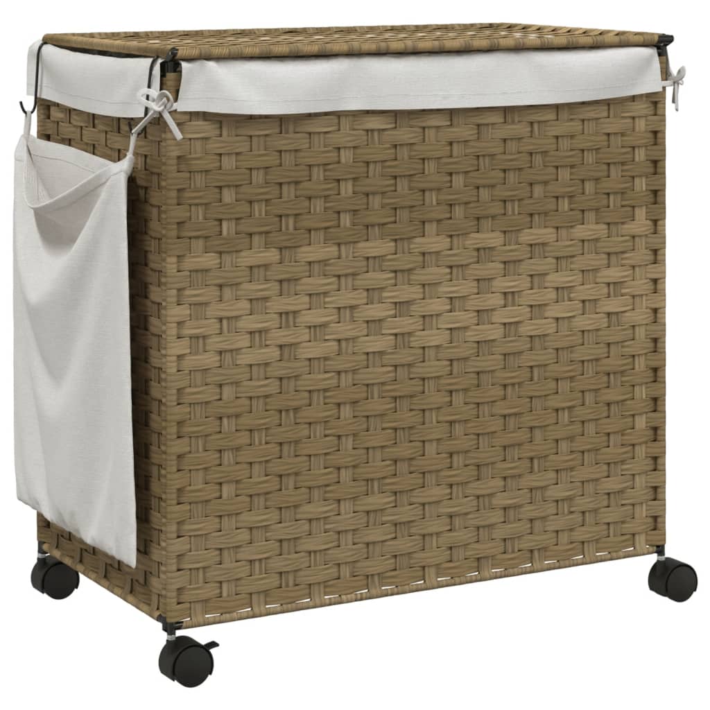 vidaXL Laundry Basket with Wheels 60x35x60.5 cm Rattan