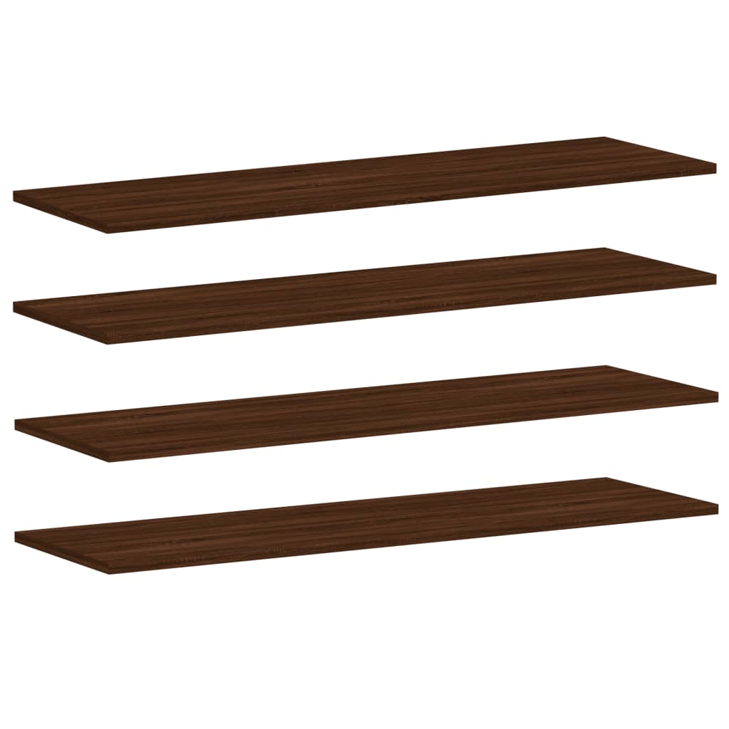 vidaXL Wall Shelves 4 pcs Brown Oak 100x30x1.5 cm Engineered Wood