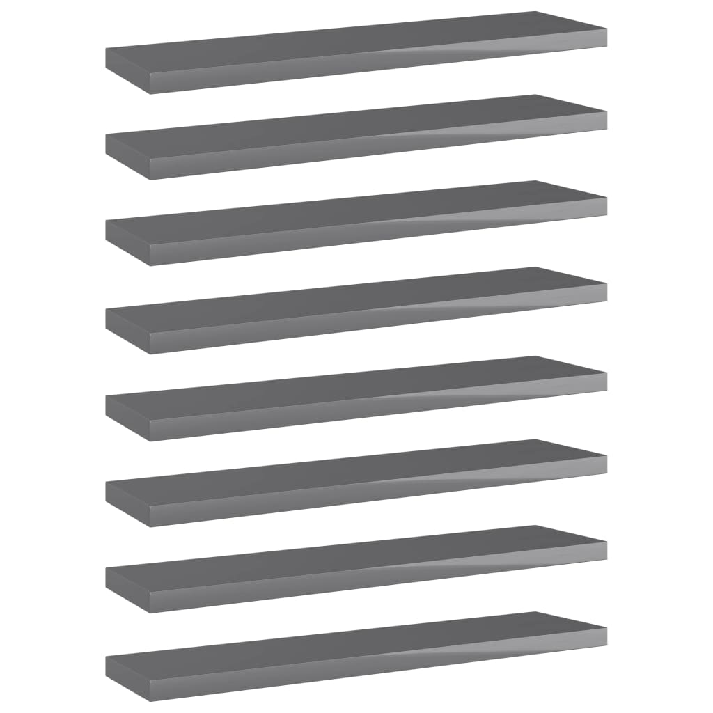 vidaXL Bookshelf Boards 8 pcs High Gloss Grey 40x10x1.5 cm Engineered Wood