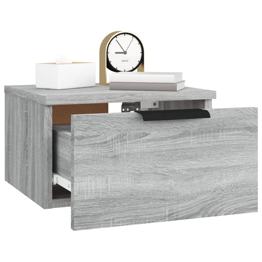vidaXL Wall-mounted Bedside Cabinet Grey Sonoma 34x30x20 cm