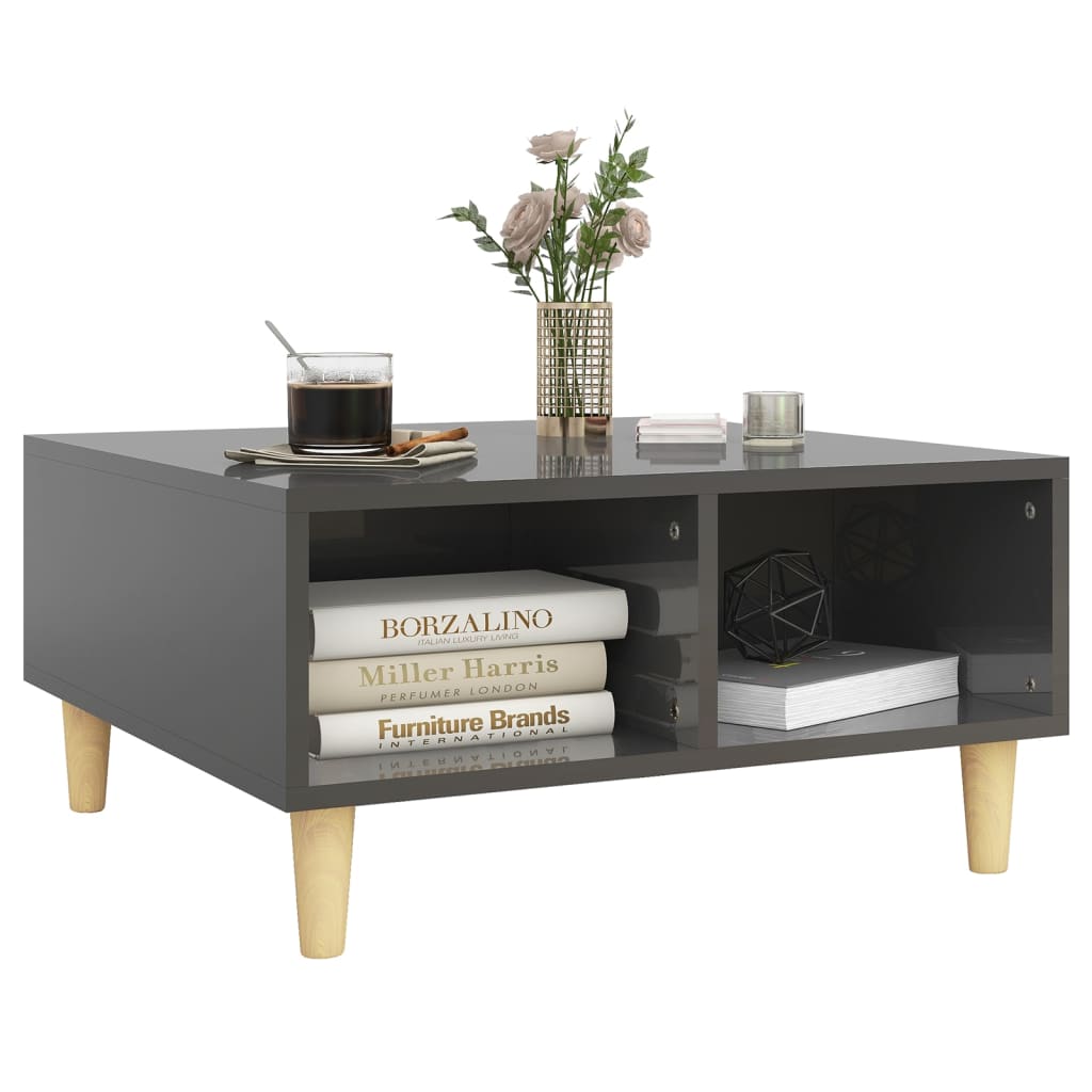 vidaXL Coffee Table High Gloss Grey 60x60x30 cm Engineered Wood