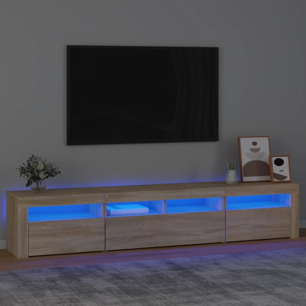 vidaXL TV Cabinet with LED Lights Sonoma Oak 210x35x40 cm