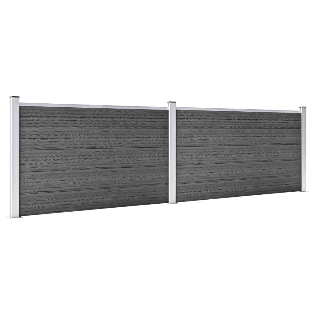 vidaXL Fence Panel Set WPC 353x105 cm Black