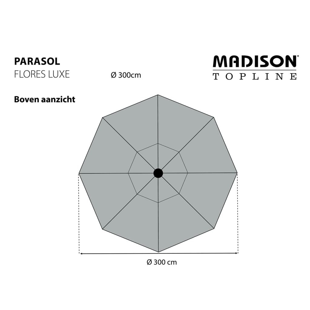 Madison Parasol Flores Luxe 300 cm Round Light Grey