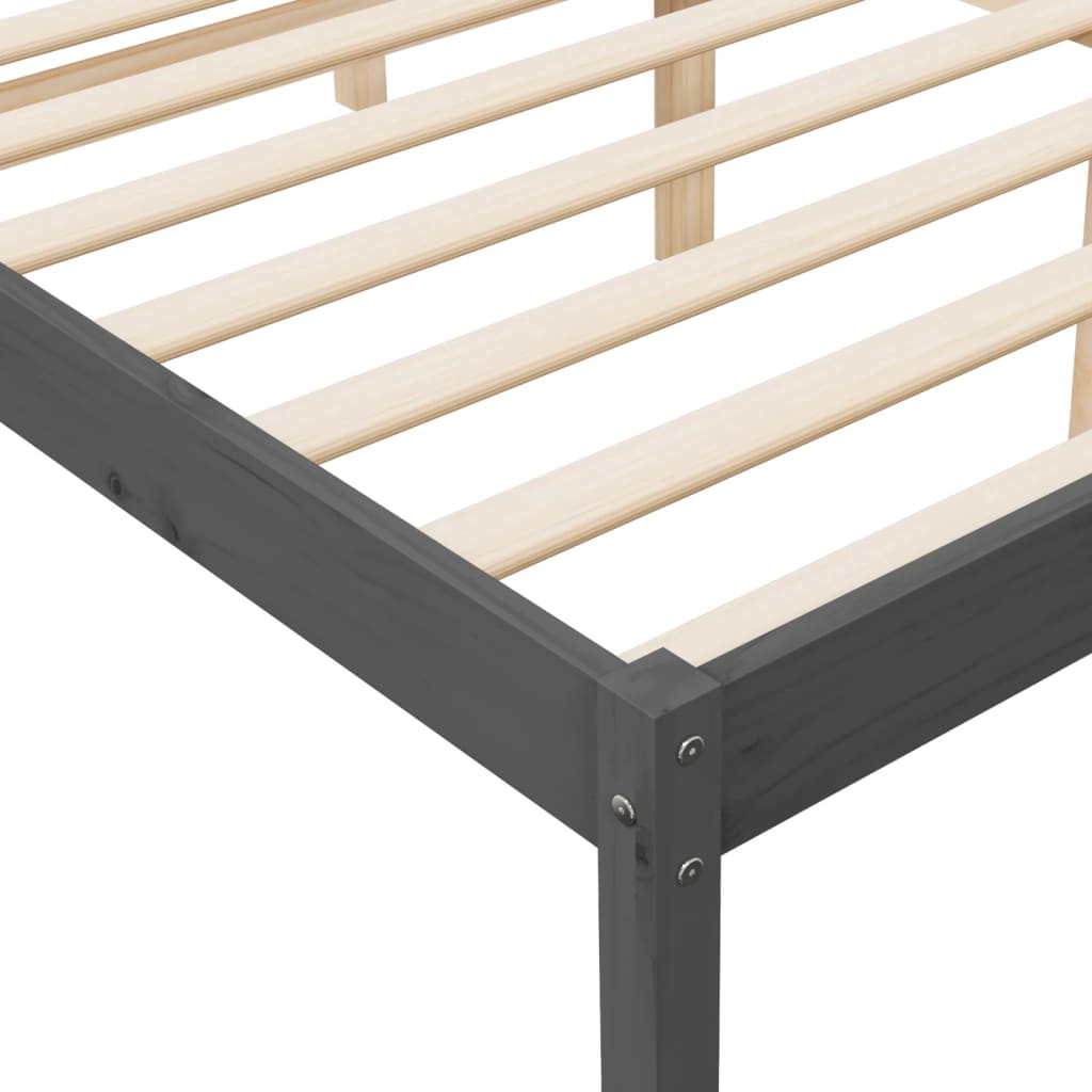 vidaXL Bed Frame Grey 140x190 cm Solid Wood Pine