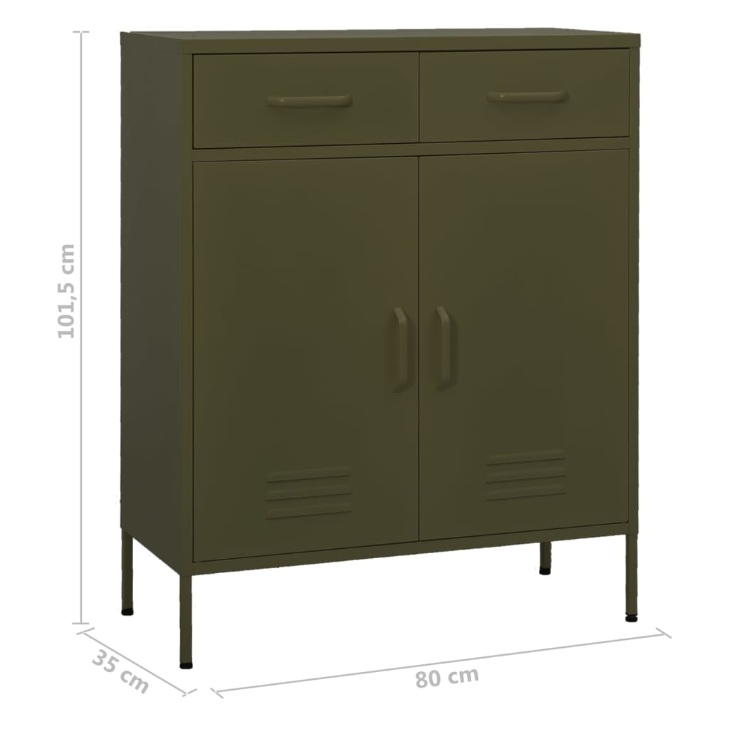 vidaXL Storage Cabinet Olive Green 80x35x101.5 cm Steel