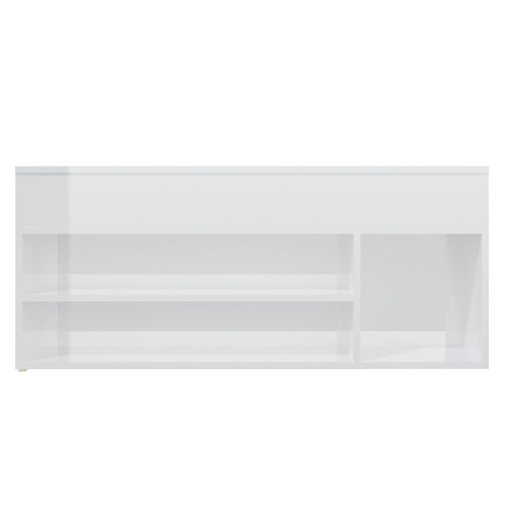 vidaXL Shoe Bench High Gloss White 105x30x45 cm Engineered Wood