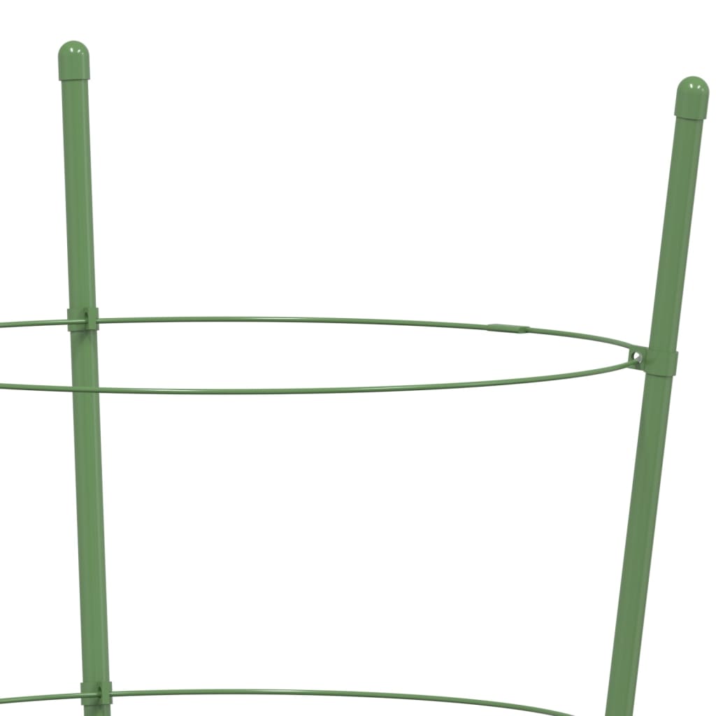 vidaXL Garden Plant Supports with 3 Rings 5 pcs Green 75 cm Steel