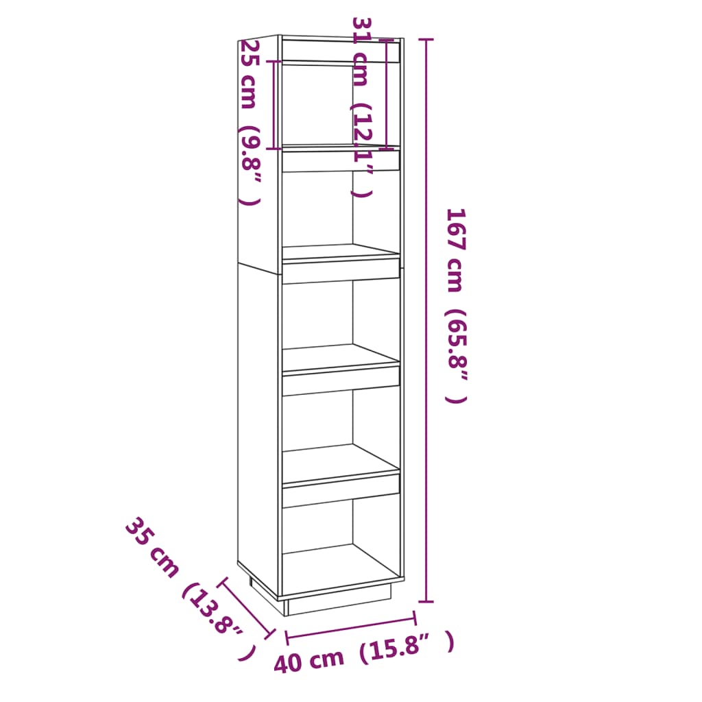 vidaXL Book Cabinet/Room Divider 40x35x167 cm Solid Pinewood