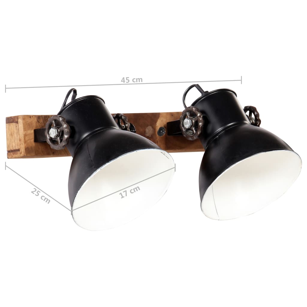 vidaXL Industrial Wall Lamp Black 45x25 cm E27