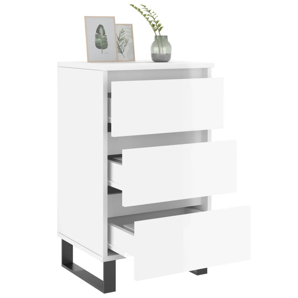 vidaXL Bedside Cabinet High Gloss White 40x35x69 cm Engineered Wood