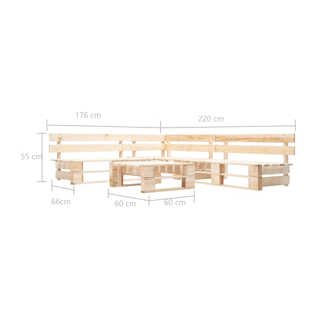 vidaXL 4 Piece Garden Pallet Lounge Set Natural Wood