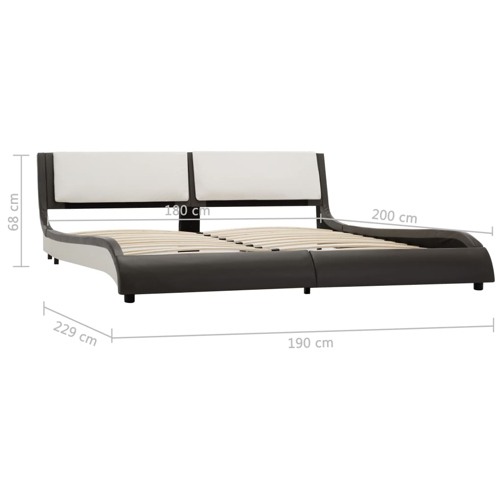 vidaXL Bed Frame Grey and White Faux Leather 180x200 cm 6FT Super King