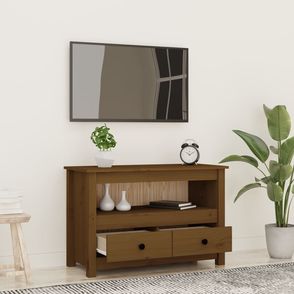 vidaXL TV Cabinet Honey Brown 79x35x52 cm Solid Wood Pine