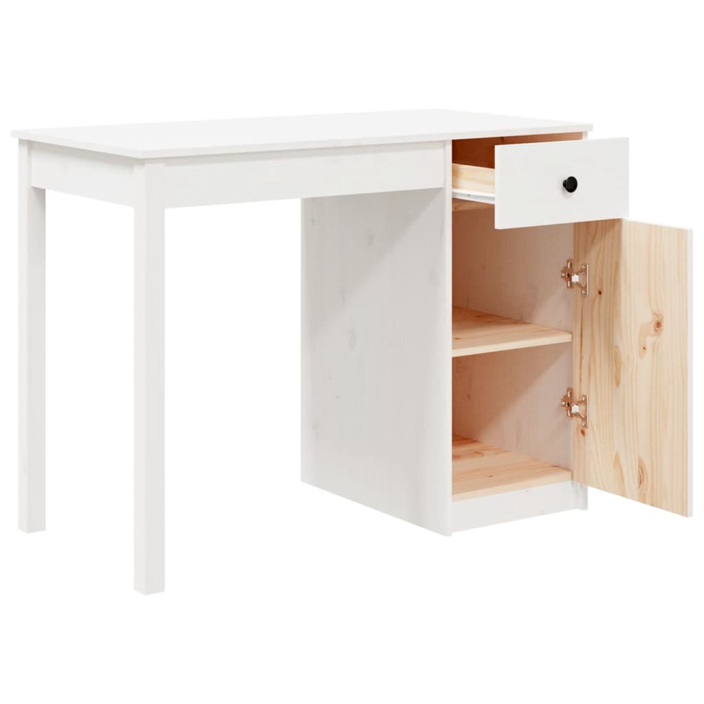 vidaXL Desk White 100x50x75 cm Solid Wood Pine
