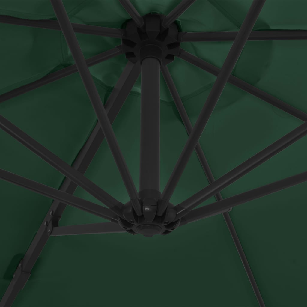 vidaXL Cantilever Umbrella with Steel Pole Green 300 cm