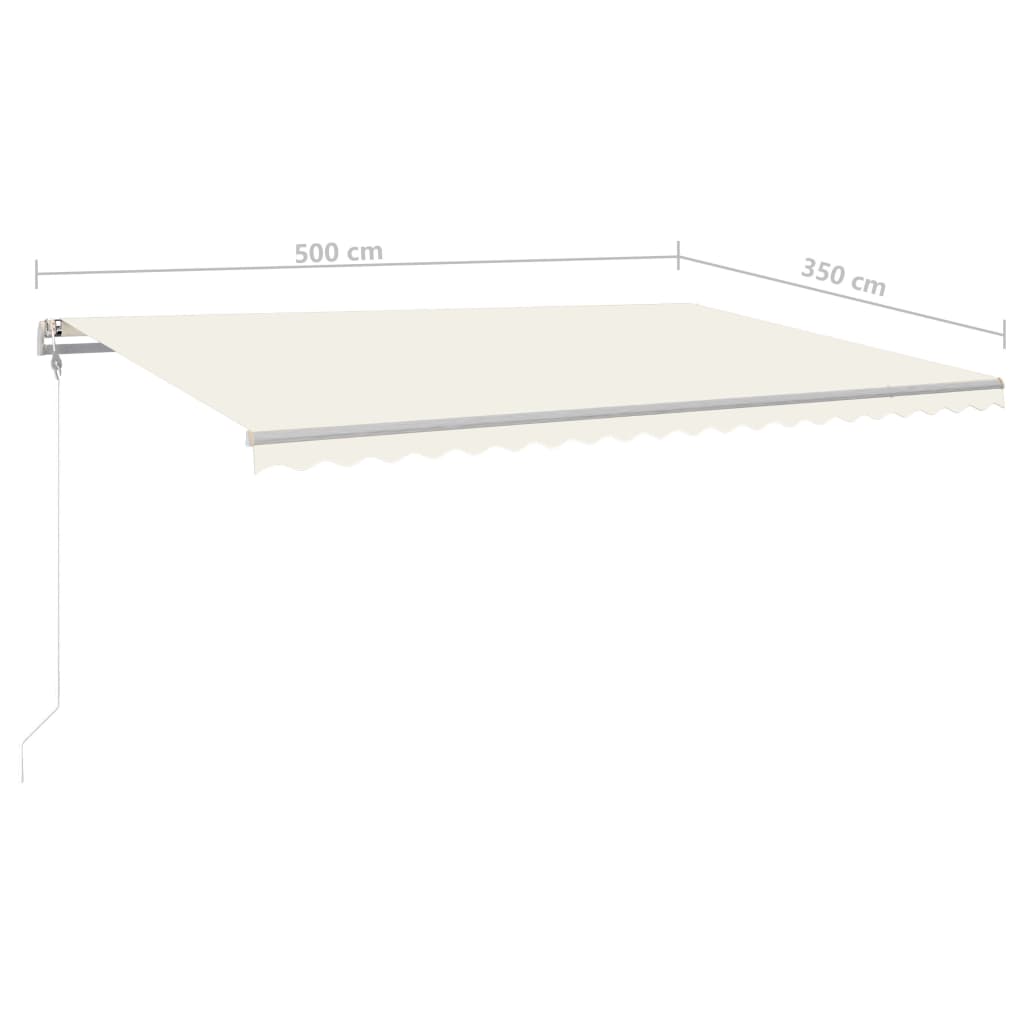 vidaXL Manual Retractable Awning with Posts 5x3.5 m Cream