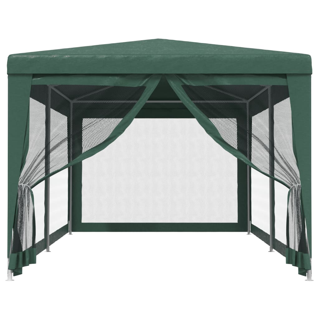 vidaXL Party Tent with 6 Mesh Sidewalls Green 3x6 m HDPE