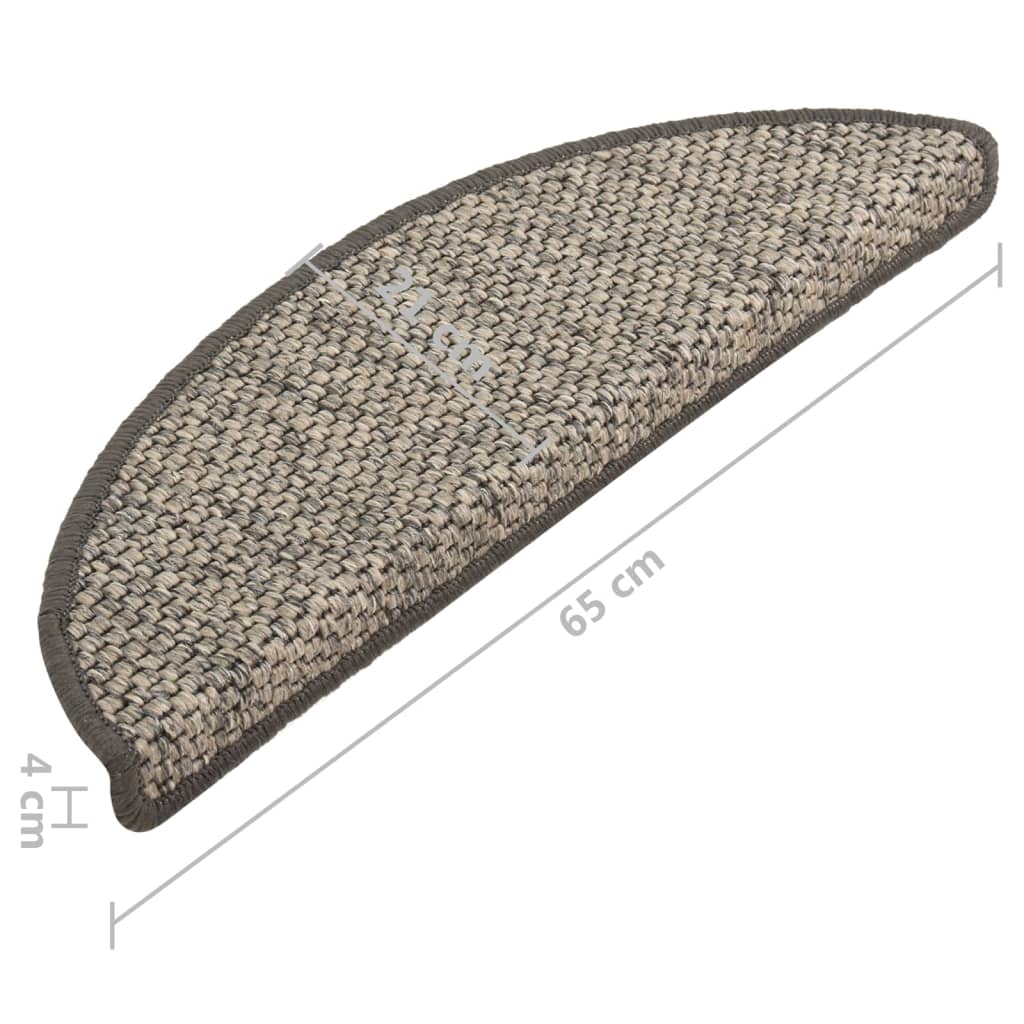 vidaXL Stair Mats Self-adhesive Sisal-Look 15 pcs 65x21x4 cm Anthracite
