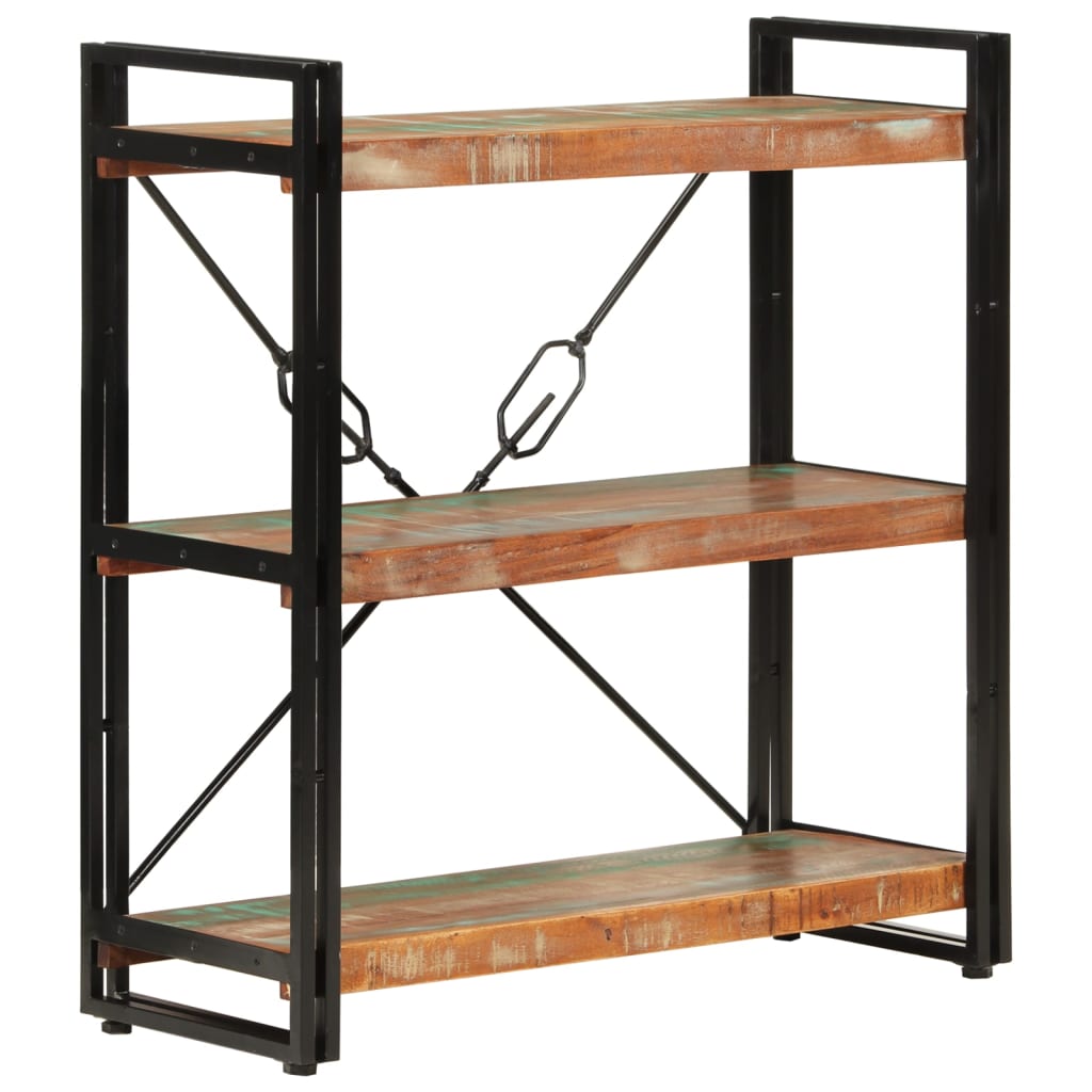 vidaXL 3-Tier Bookcase 77x30x80 cm Solid Wood Reclaimed and Iron