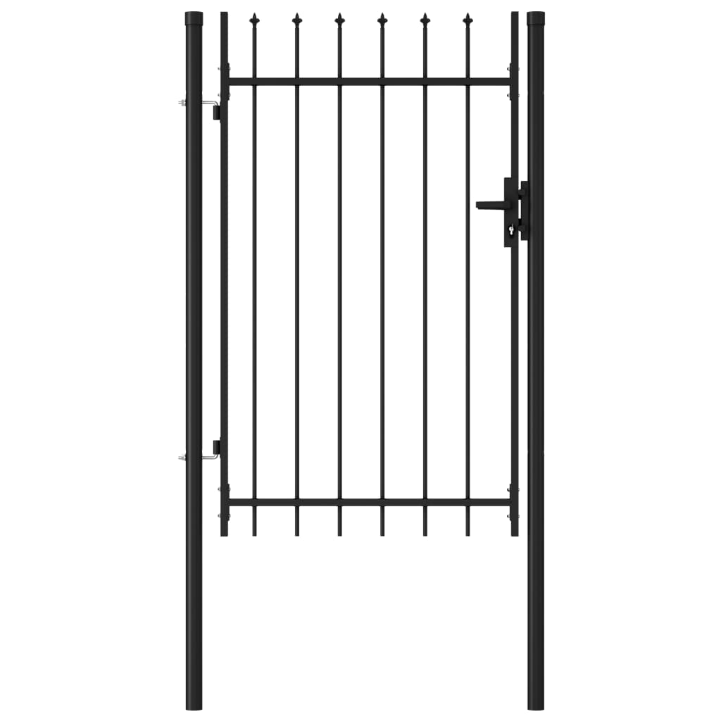 vidaXL Fence Gate Single Door with Spike Top Steel 1x1.5 m Black