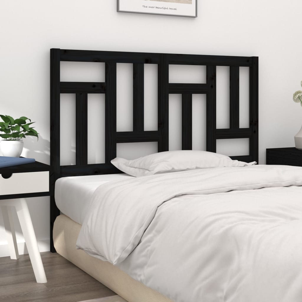 vidaXL Bed Headboard Black 205.5x4x100 cm Solid Wood Pine