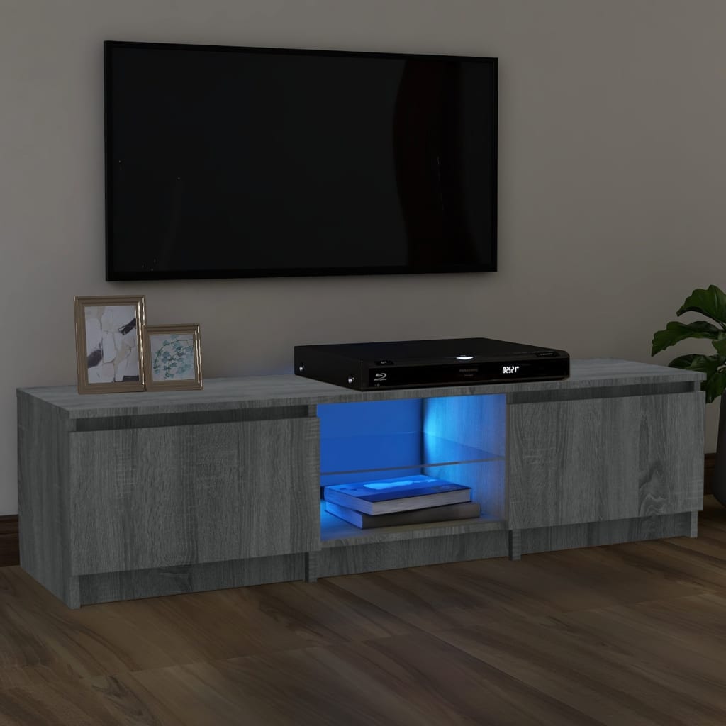vidaXL TV Cabinet with LED Lights Grey Sonoma 140x40x35.5 cm