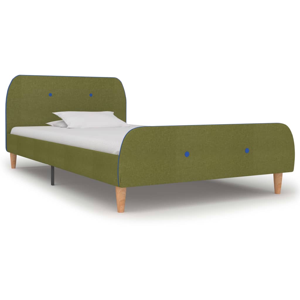 vidaXL Bed Frame Green Fabric 90x200 cm