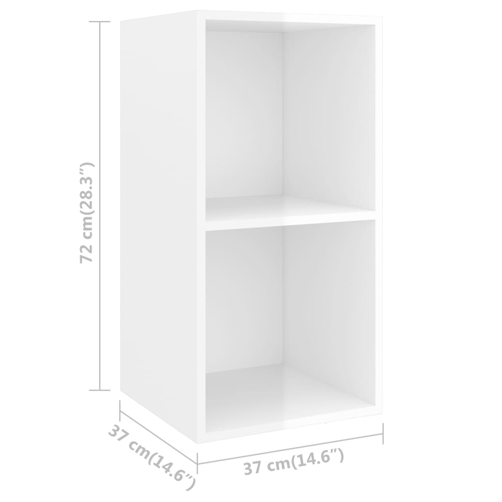 vidaXL Wall-mounted TV Cabinet High Gloss White 37x37x72 cm Chipboard