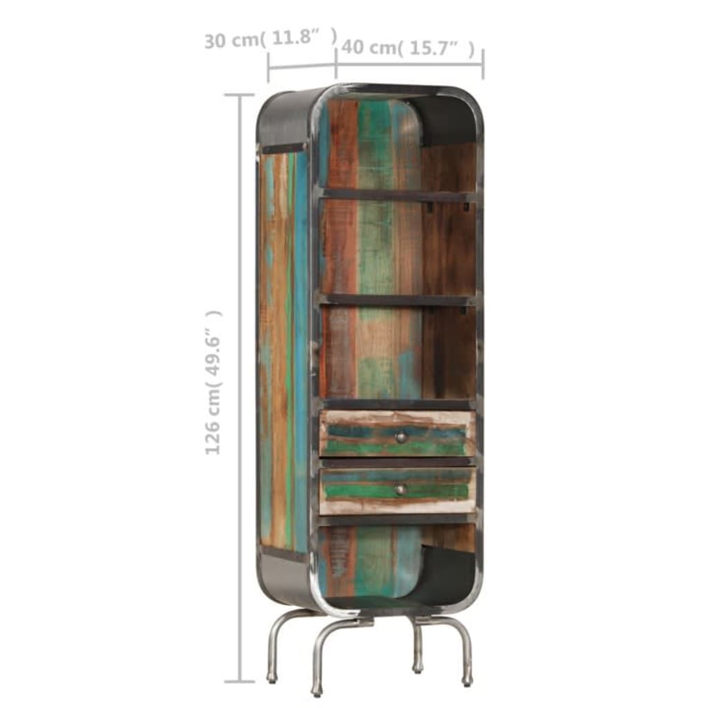 vidaXL Highboard Multicolour 40x30x126 cm Solid Wood Reclaimed