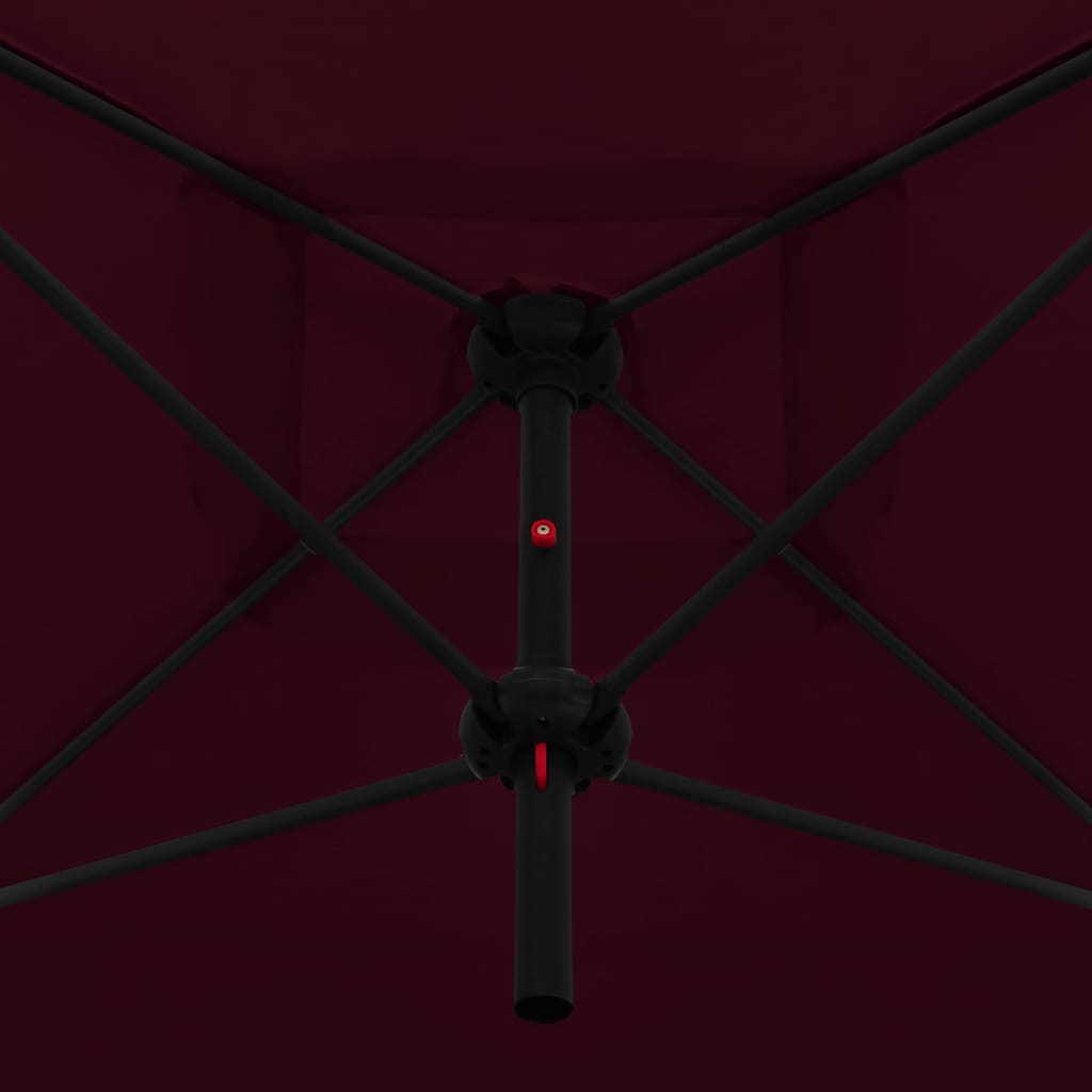 vidaXL Double Parasol with Steel Pole 250x250 cm Bordeaux Red