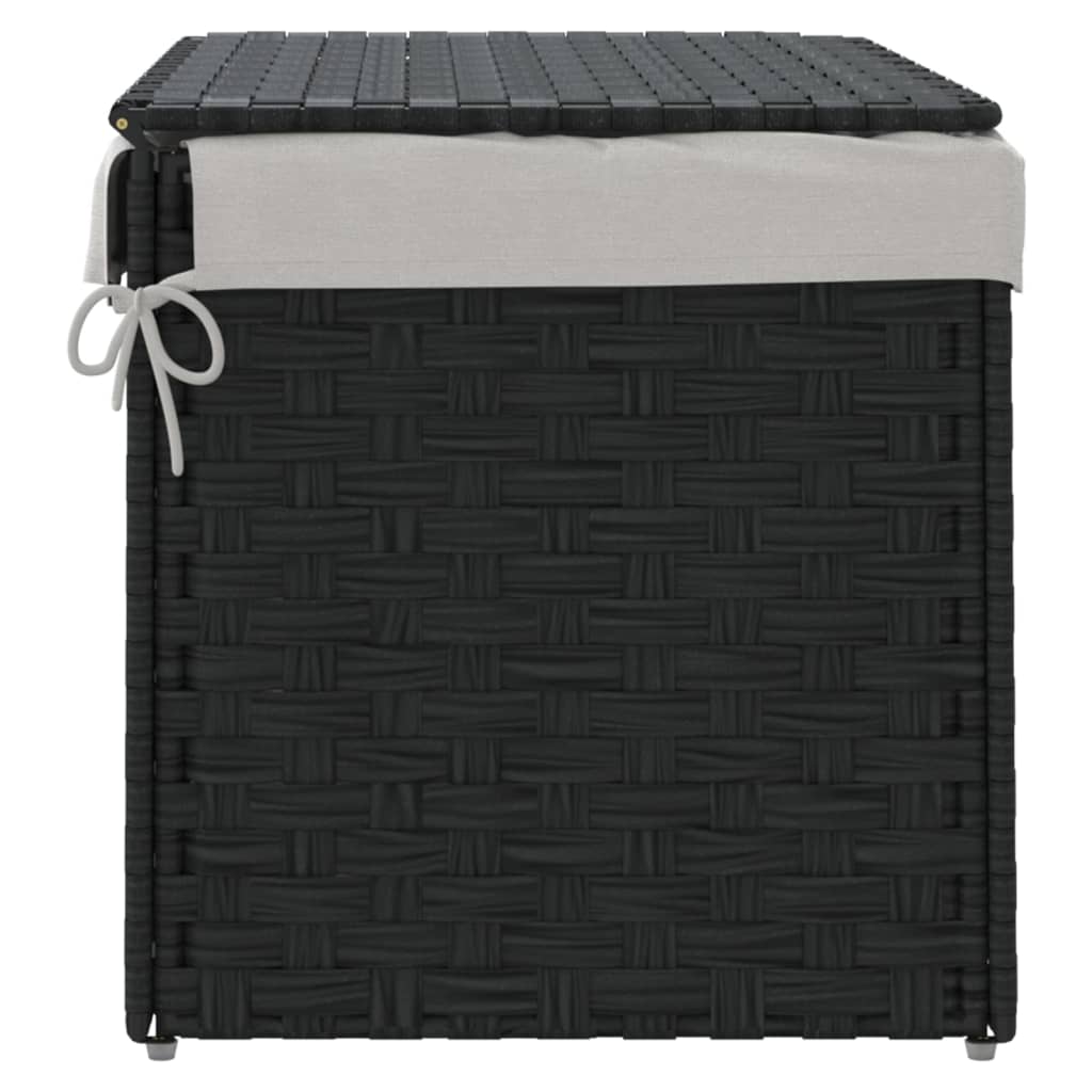 vidaXL Laundry Basket with Lid Black 55.5x35x34 cm Poly Rattan