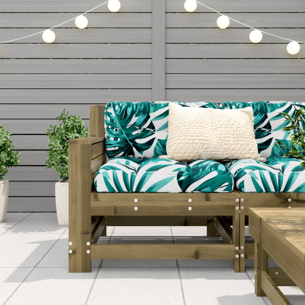 vidaXL Garden Armrest Sofa with Cushion Impregnated Wood Pine