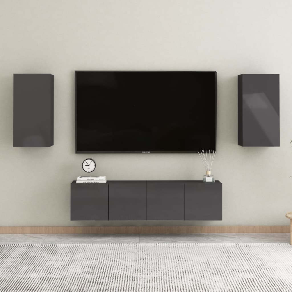 vidaXL TV Cabinet High Gloss Grey 30.5x30x60 cm Engineered Wood