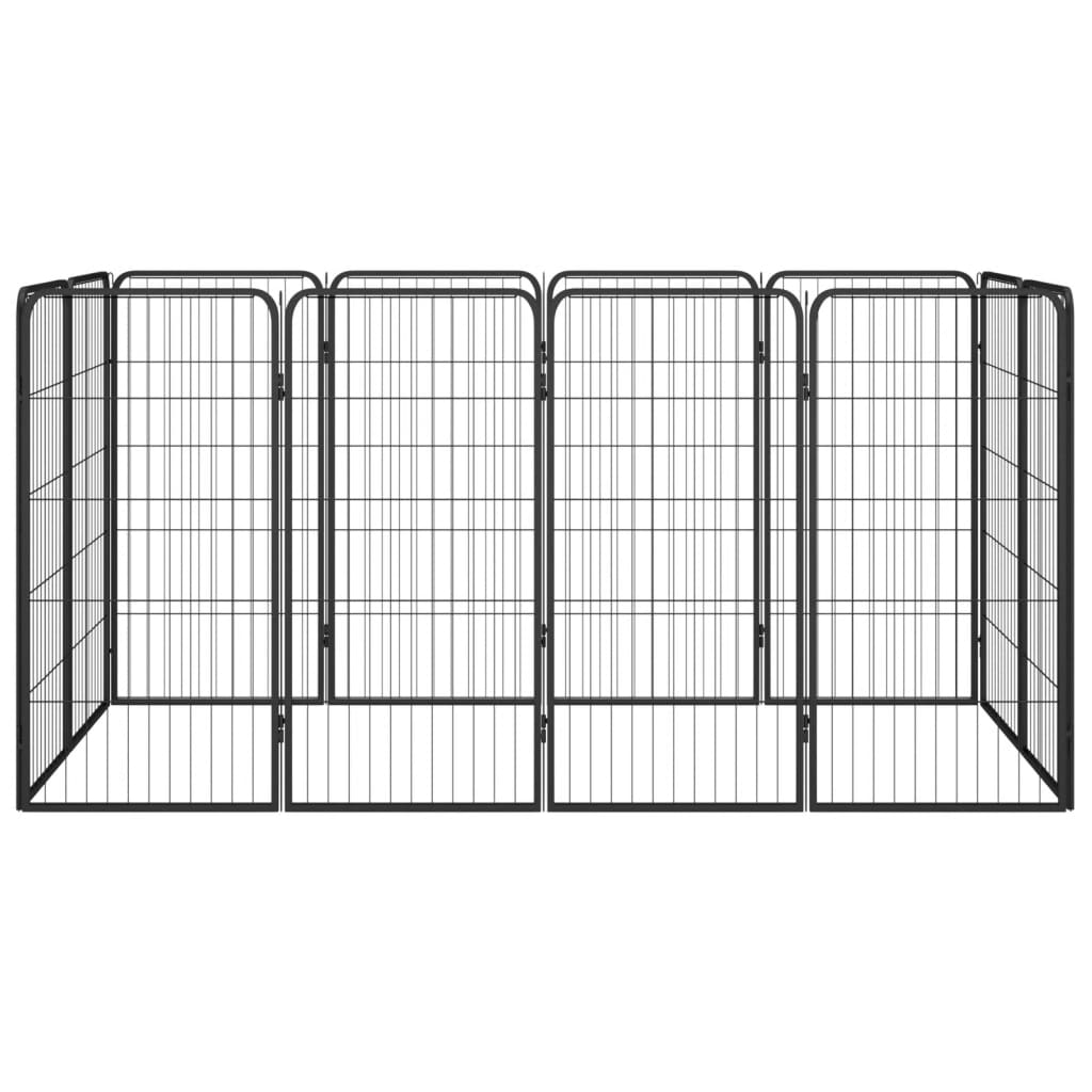 vidaXL 12-Panel Dog Playpen Black 50x100 cm Powder-coated Steel